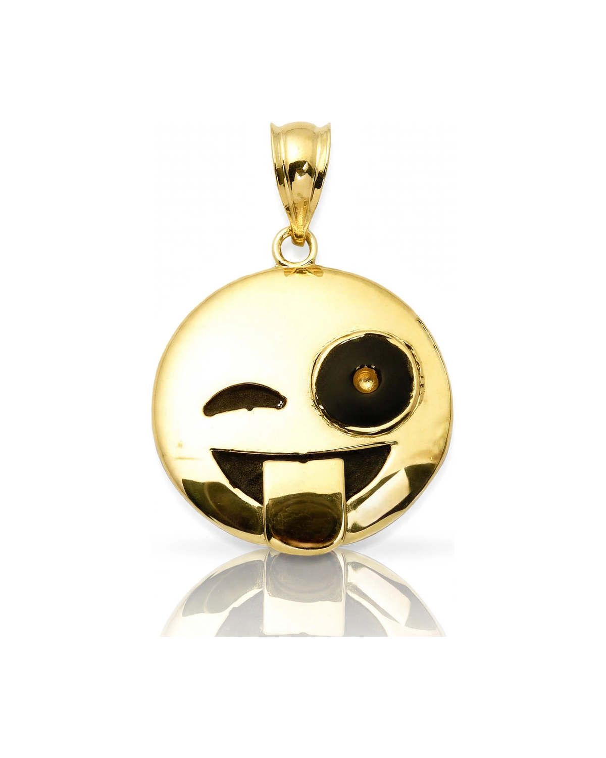 Emoji Pendant Winking Face with Tongue - 10K Yellow Gold
