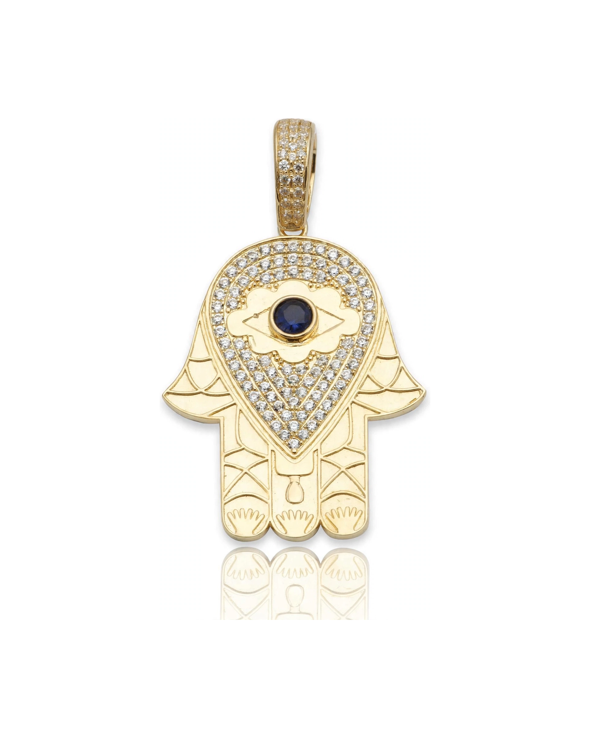 Evil Eye Pendant with Blue and Clear CZ - 10K Gold