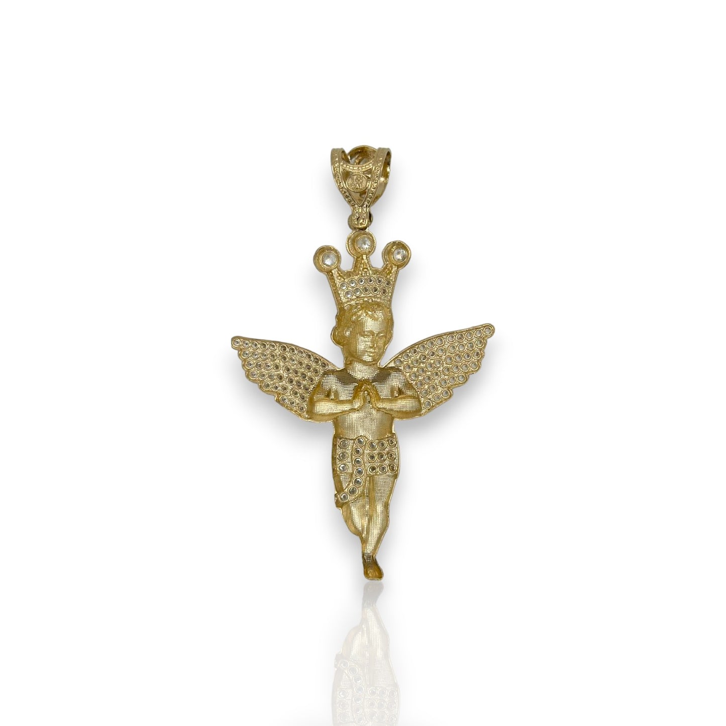 Angel CZ Pendant - 14K Yellow Gold