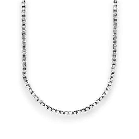 Box Chain Necklace - 14k White Gold - Solid