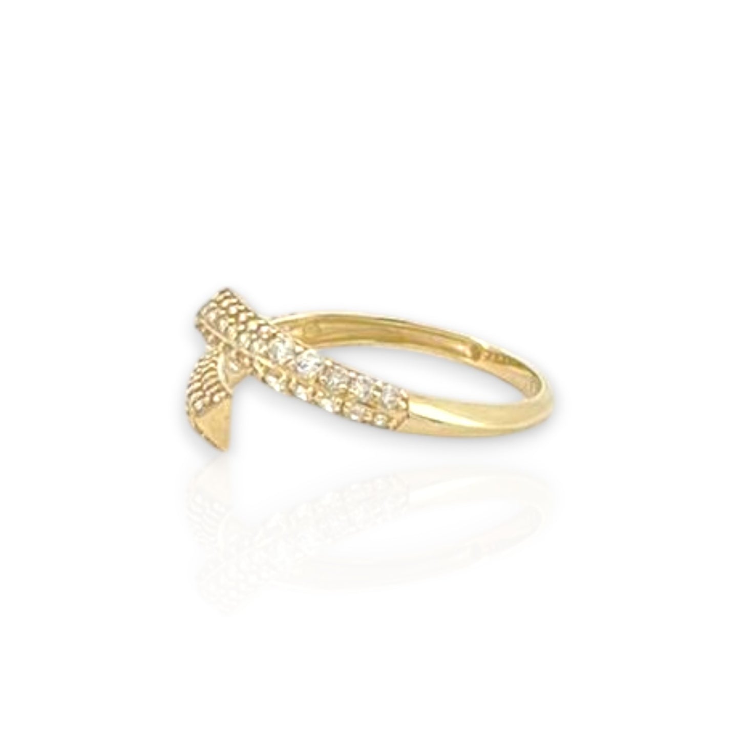 Twist Ring CZ - 10K Yellow Gold