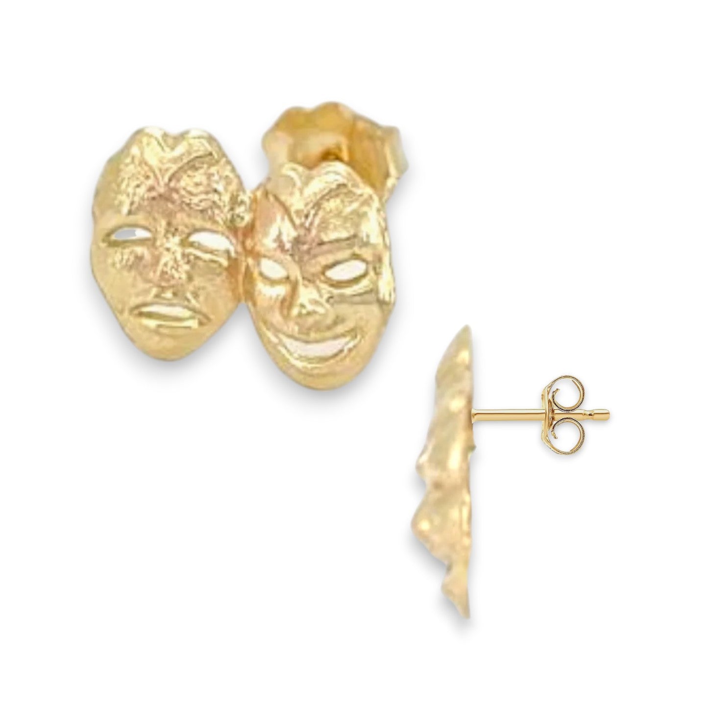 Theater Mask Earrings  - 10k Yellow Gold