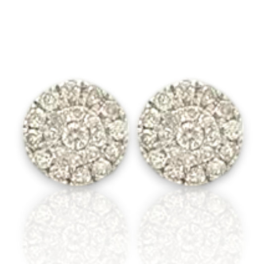 2.08ct Diamond Cluster Round Stud Earrings - 14K White Gold