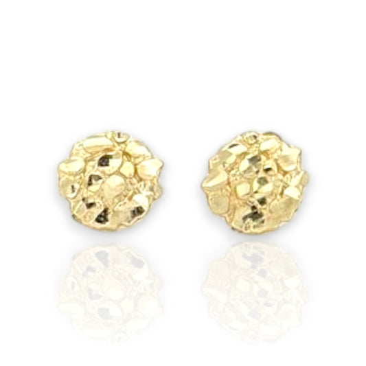 Round Nuggete Earrings  - 10k Yellow Gold
