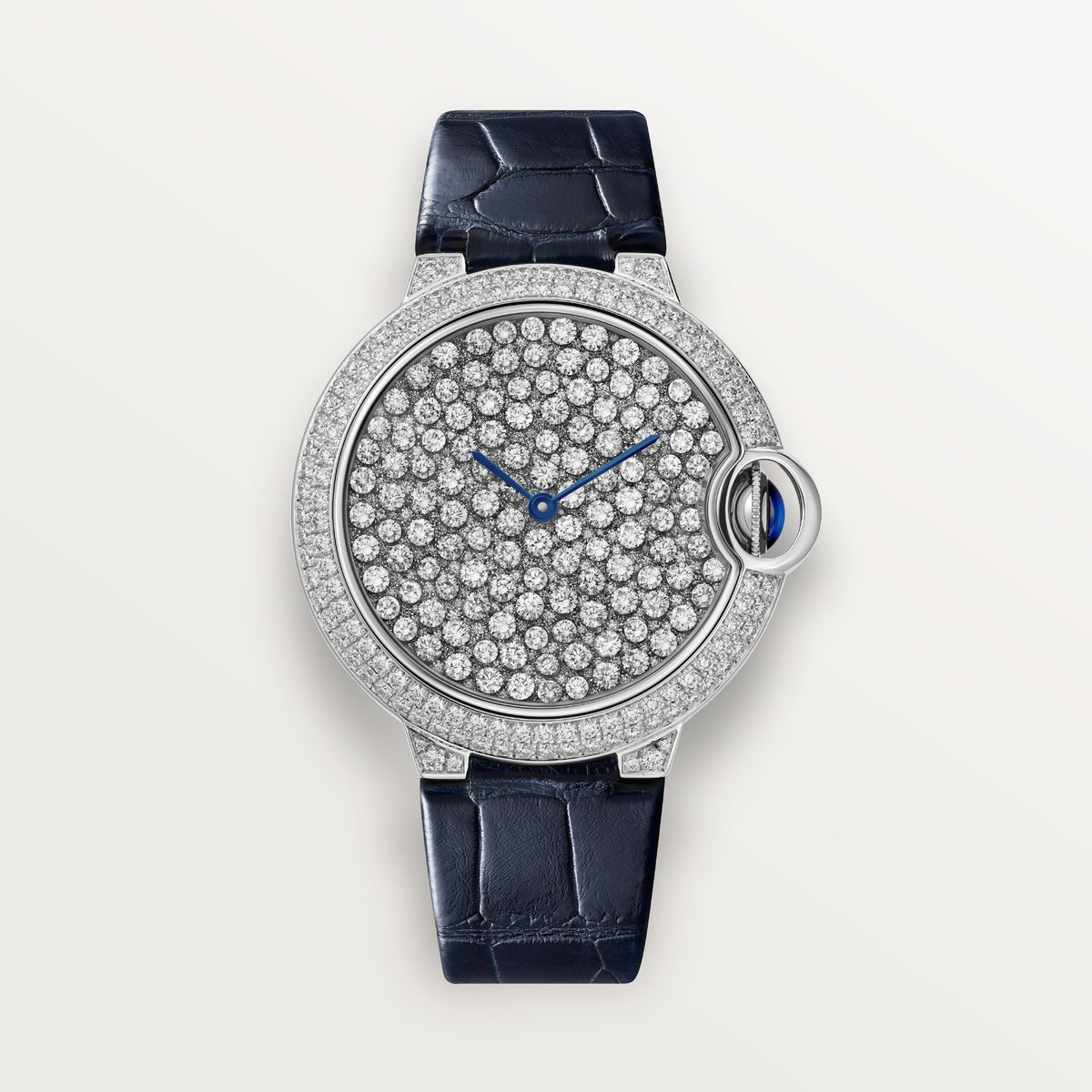 Cartier Ballon Bleu de Cartier HPI01515 - 37 mm White gold, White gold set with 476 diamonds (3.74 ct) Dial, Red or blue alligator leather strap