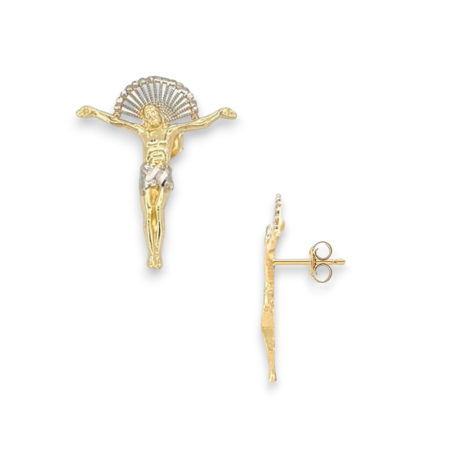 Jesus "Crucifix" Earrings  - 10k Yellow Gold