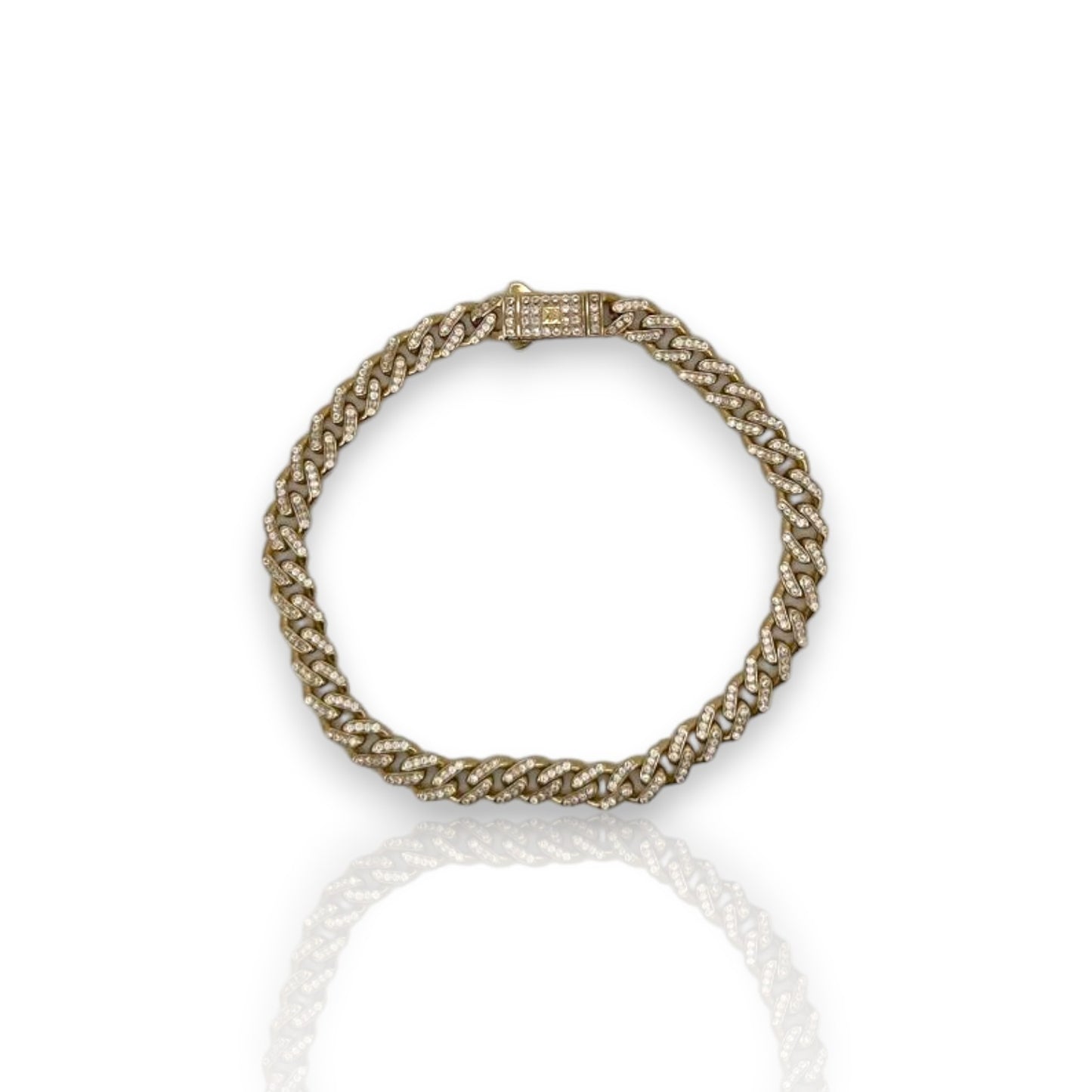 Pave Link Cz Bracelet - 10K Yellow Gold