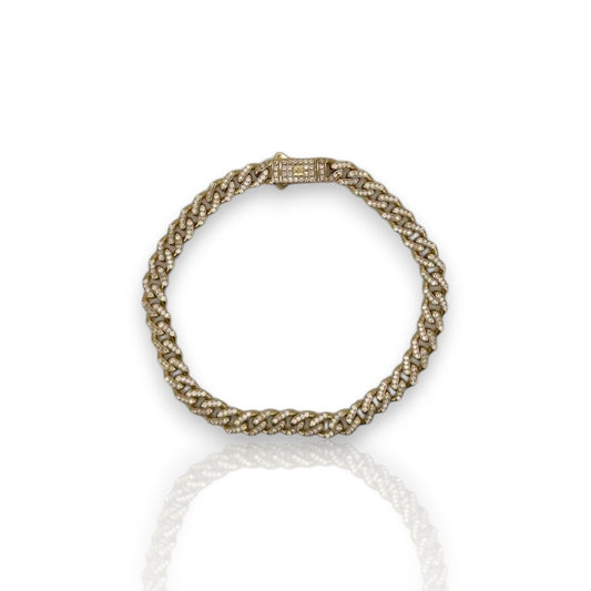 Pave Link Cz Bracelet - 10K Yellow Gold