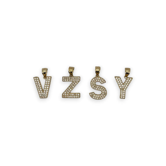 Initials CZ Pendant - 14K Yellow Gold