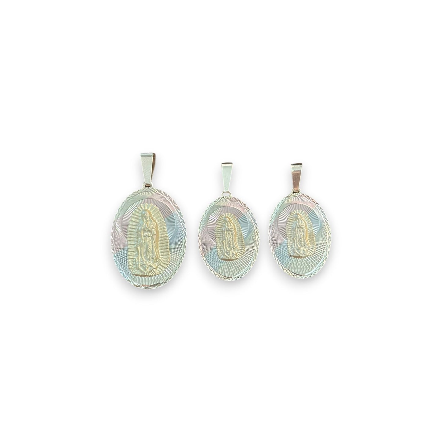 Virgin Mary & Divine Child Two Sided Pendant - 14K Tri Color