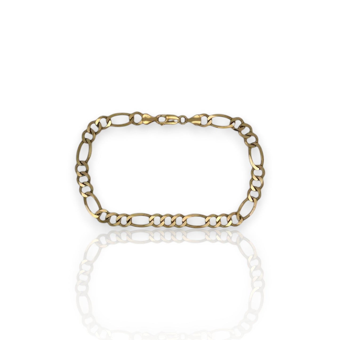 10K Fully Solid Figaro Link Anklet - 10K Yellow Gold