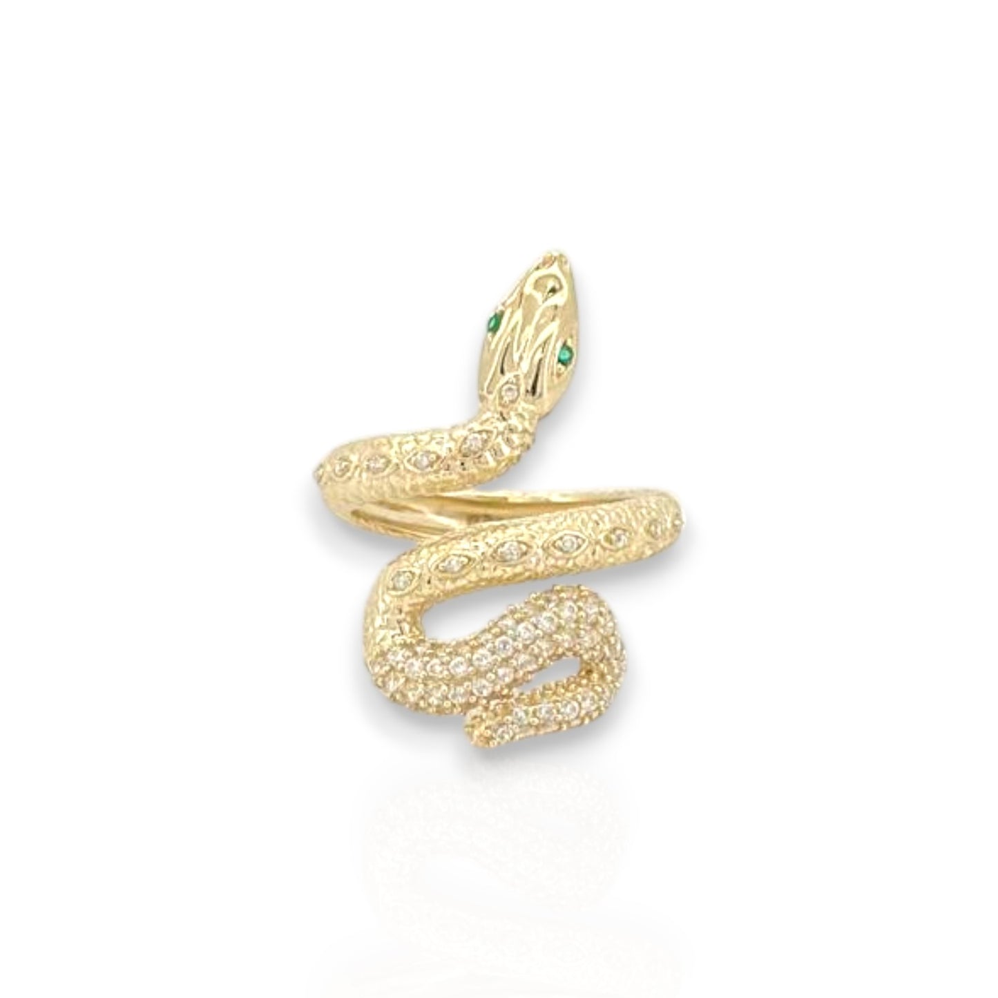 Snake CZ Ring - 10K Yellow Gold