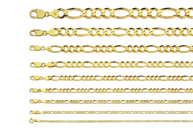 Figaro Link Chain Necklace - 14K Yellow Gold - Solid