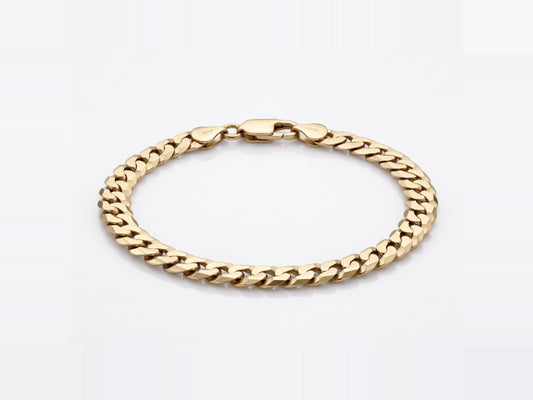 Flat Curb Cuban Bracelet 14K Gold Vermeil 925 Sterling Silver