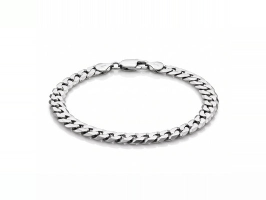 Flat Curb Cuban Bracelet - 925 Sterling Silver