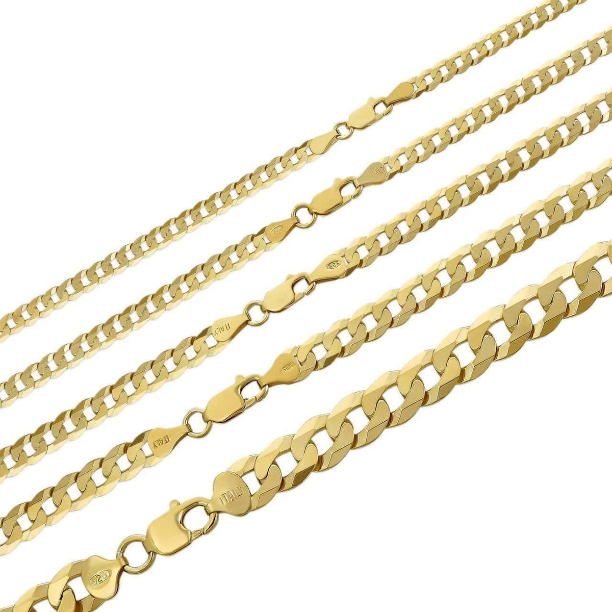 Flat Curb Cuban Chain Necklace - 14k Gold Vermeil 925 Sterling Silver