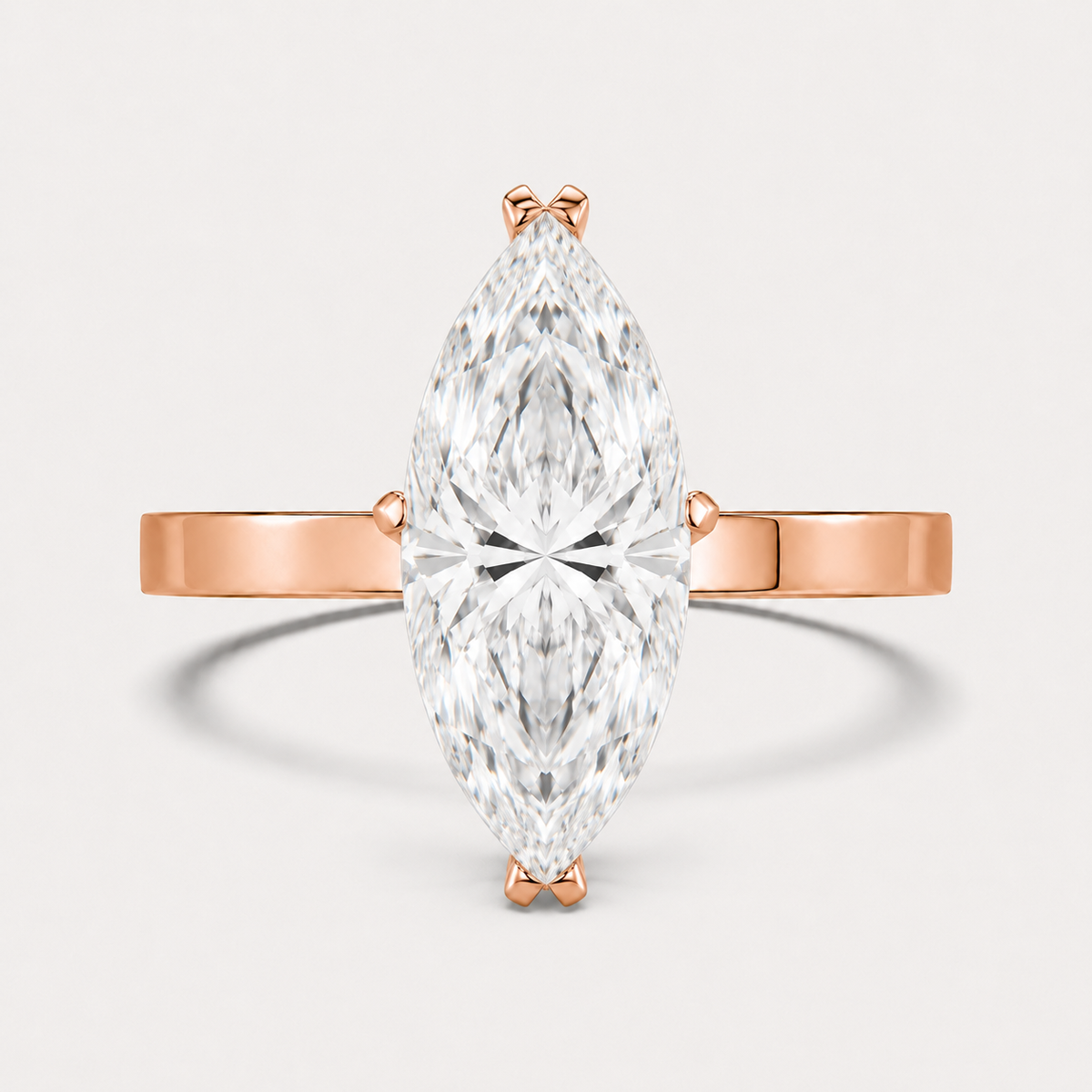 14K Marquise Solitaire — Flat Edge