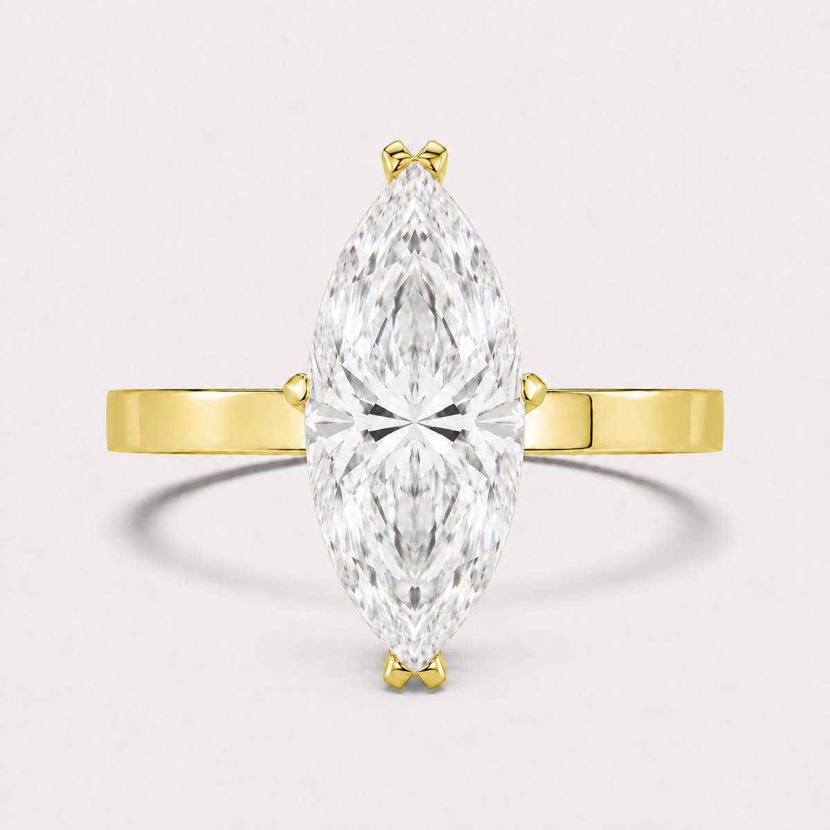 14K Marquise Solitaire — Flat Edge