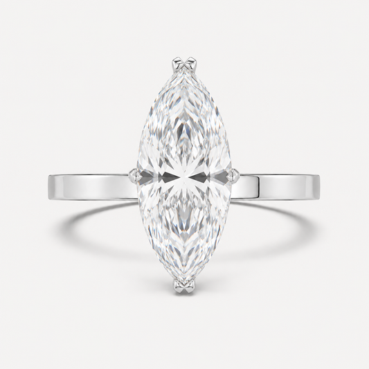 14K Marquise Solitaire — Flat Edge