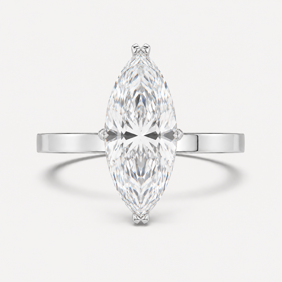 14K Marquise Solitaire — Flat Edge