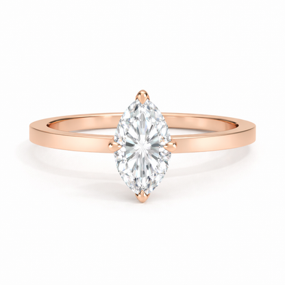 14K Marquise Solitaire — Cathedral Flat Edge