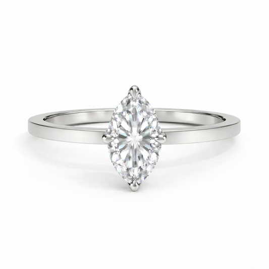 14K Marquise Solitaire — Cathedral Flat Edge