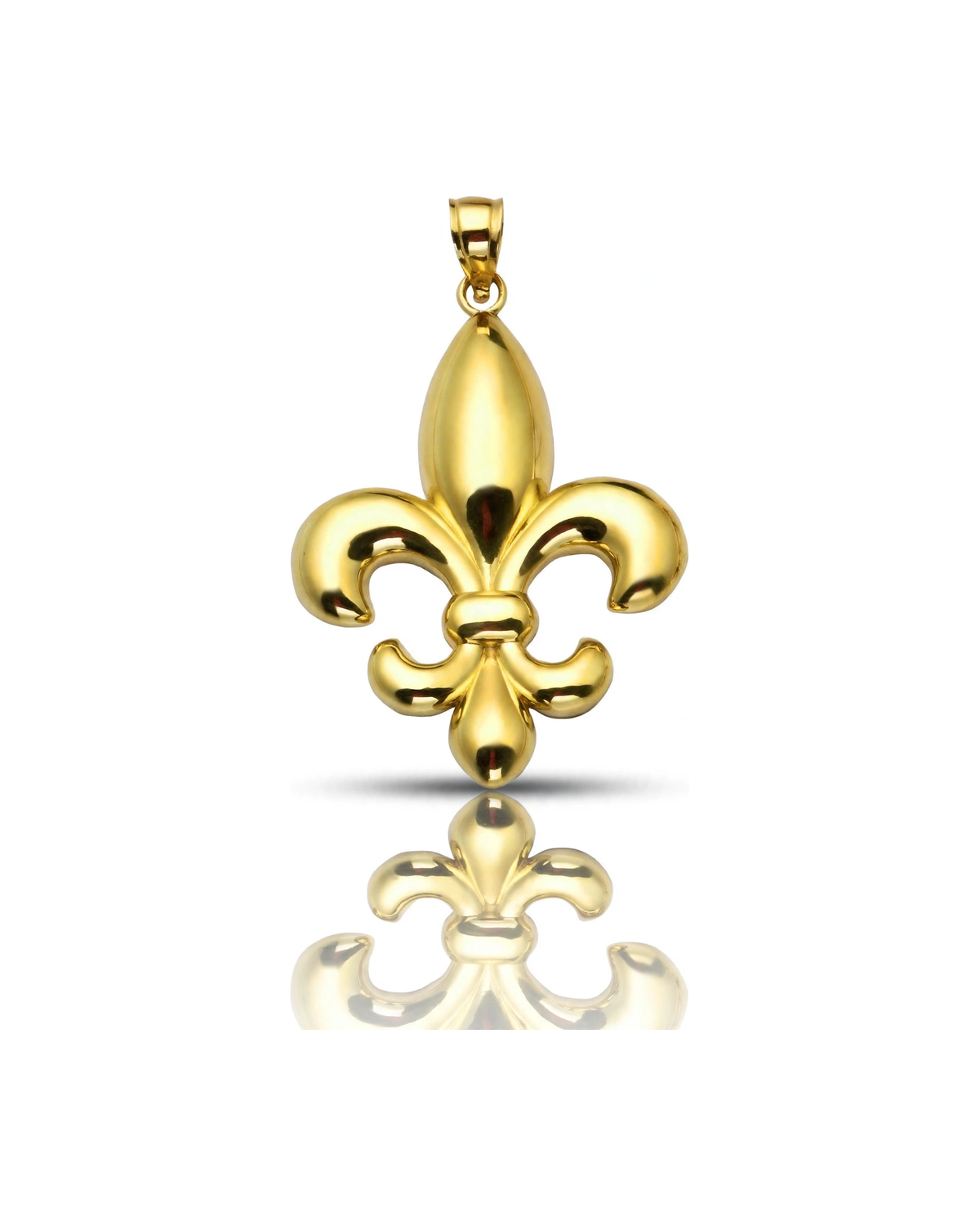 Fleur De Lis Pendant Polished Puffy - 10K Yellow Gold