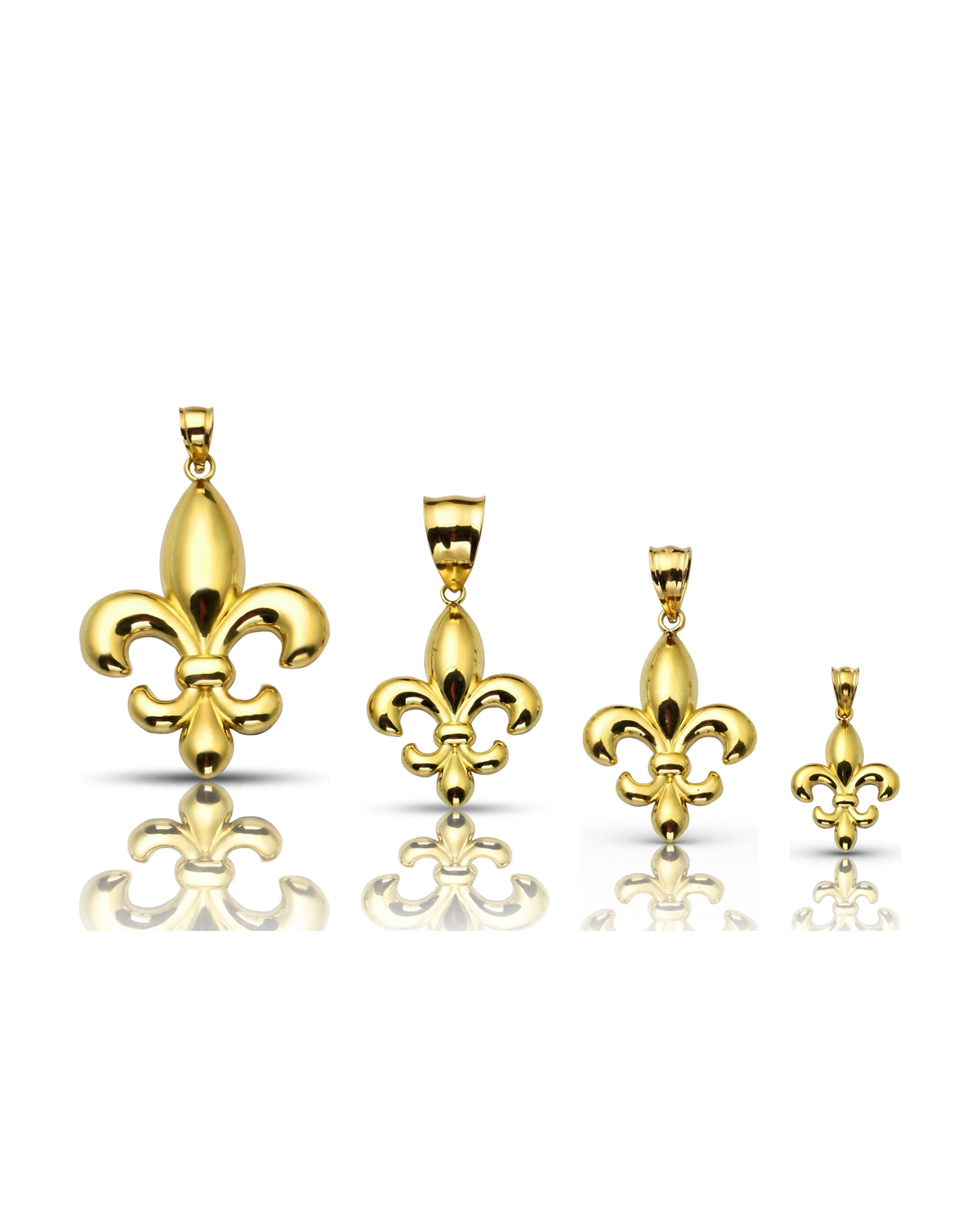Fleur De Lis Pendant Polished Puffy - 10K Yellow Gold