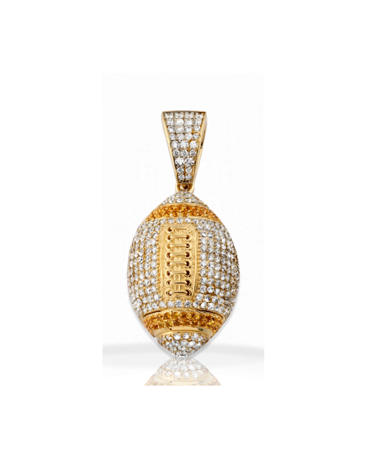 Football CZ-Studded Pendant - 10K Yellow Gold