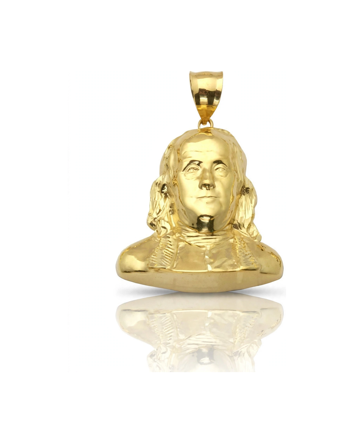 Benjamin Franklin Bust Pendant - 10K Yellow Gold
