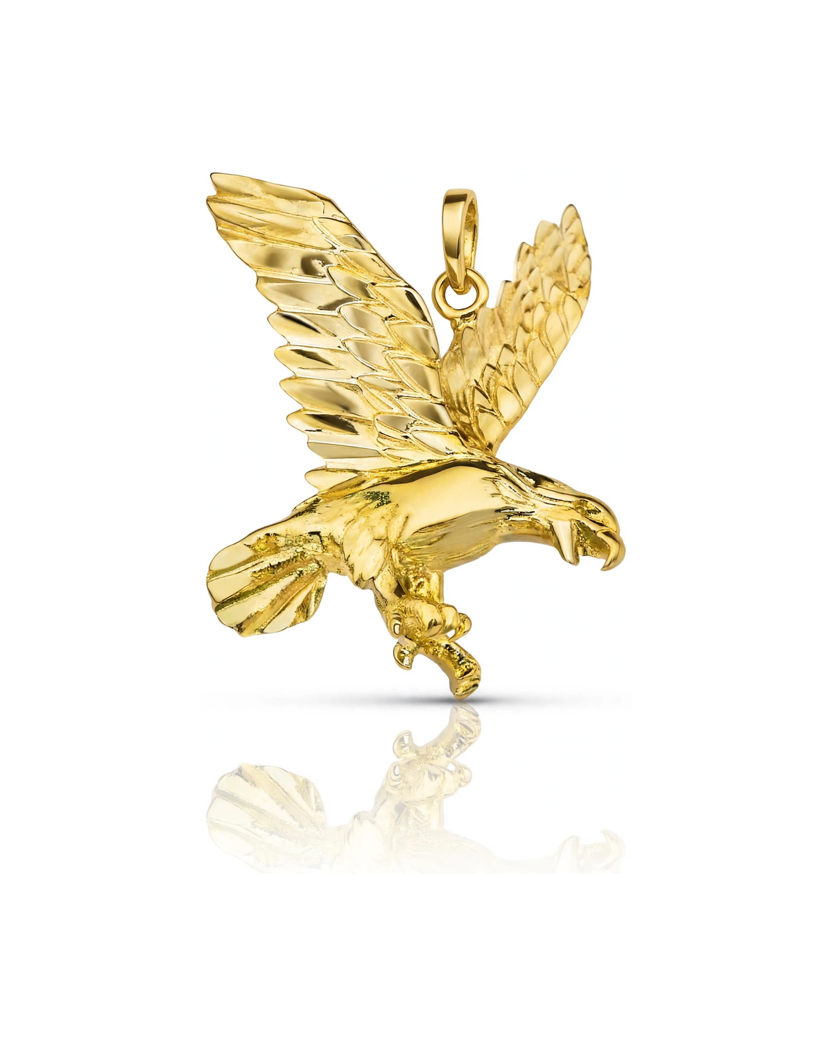 Gliding Eagle Pendant in Side Profile - 10K Yellow Gold