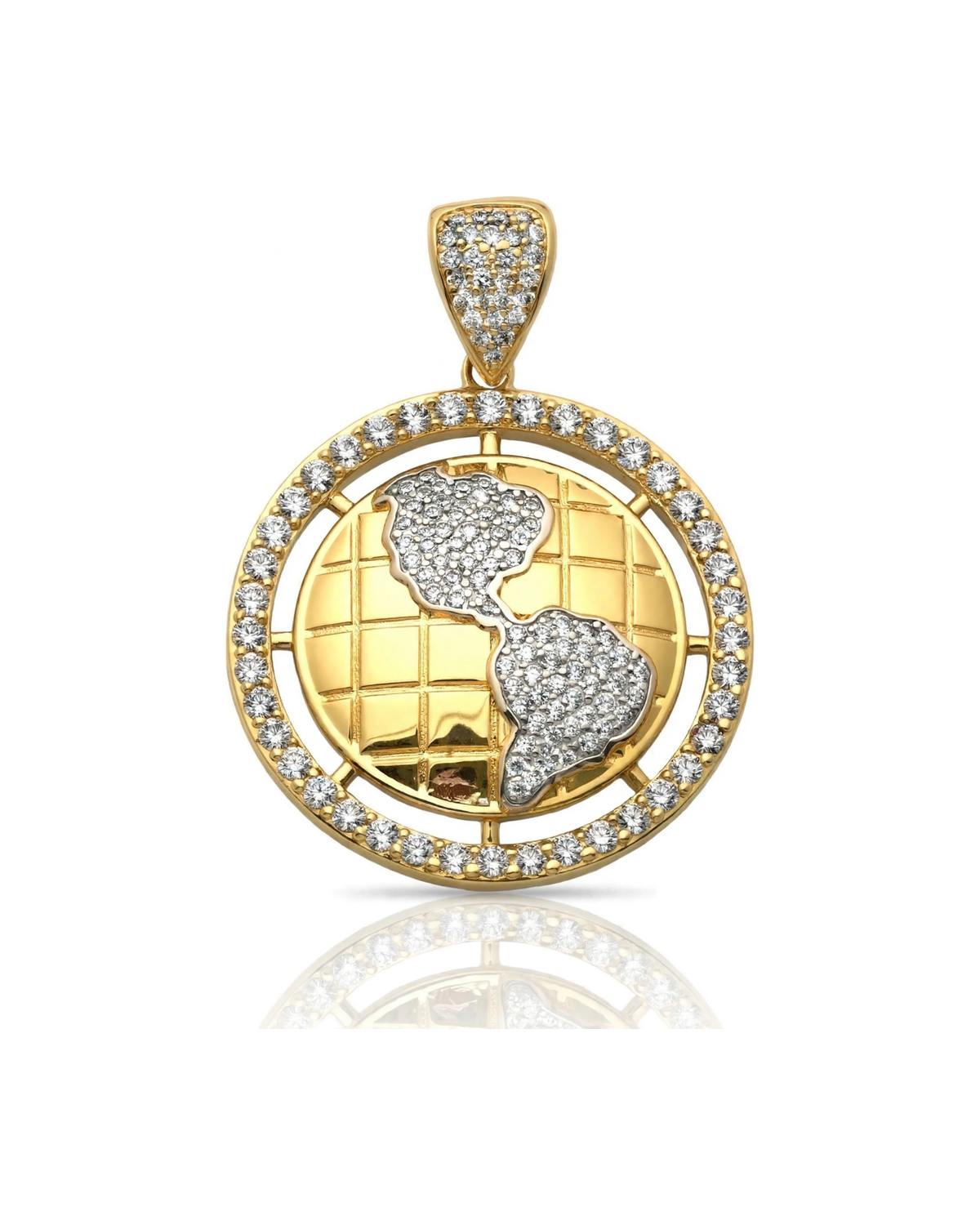 World Globe Pendant with CZ Ring - 10K Gold