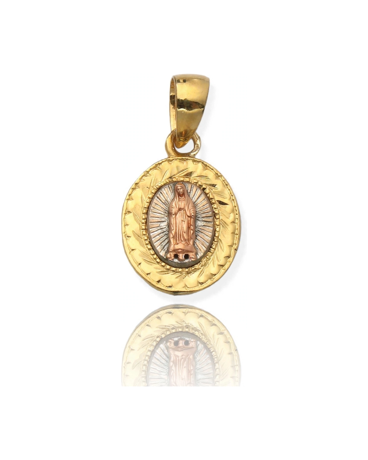 Virgin Mary Guadalupe Pendant Mini Oval - 10K Gold