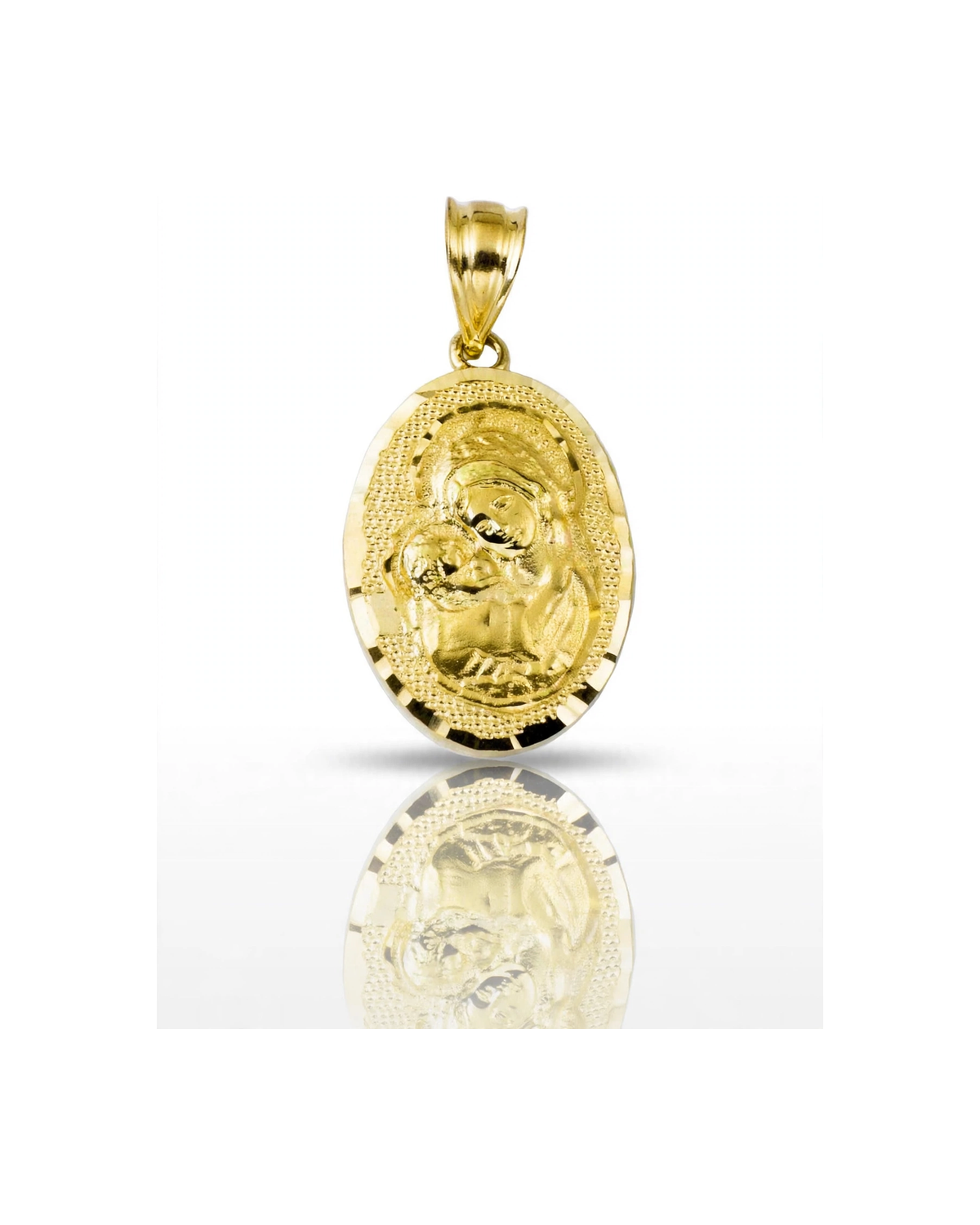 Virgin Mary Guadalupe Pendant Oval Mini - 10K Yellow Gold