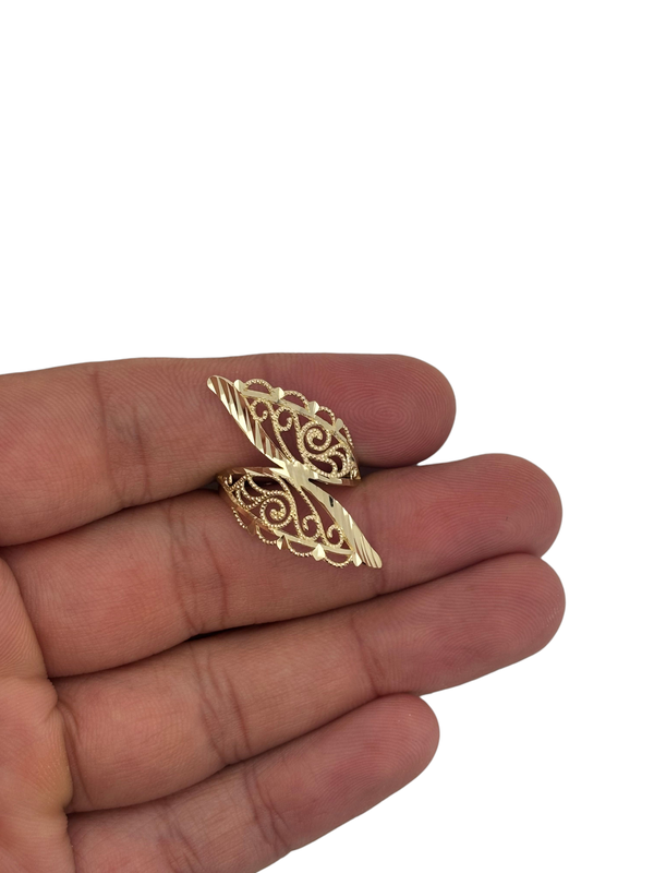 10K Solid Gold Filigree Ring – Intricate Design for Women