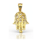 Hamsa Hand Filigree Openwork Pendant - 10K Yellow Gold