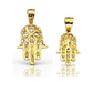 Hamsa Hand Filigree Openwork Pendant - 10K Yellow Gold