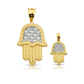 Hamsa Hand Two-Tone Lattice Pendant - 10K Gold