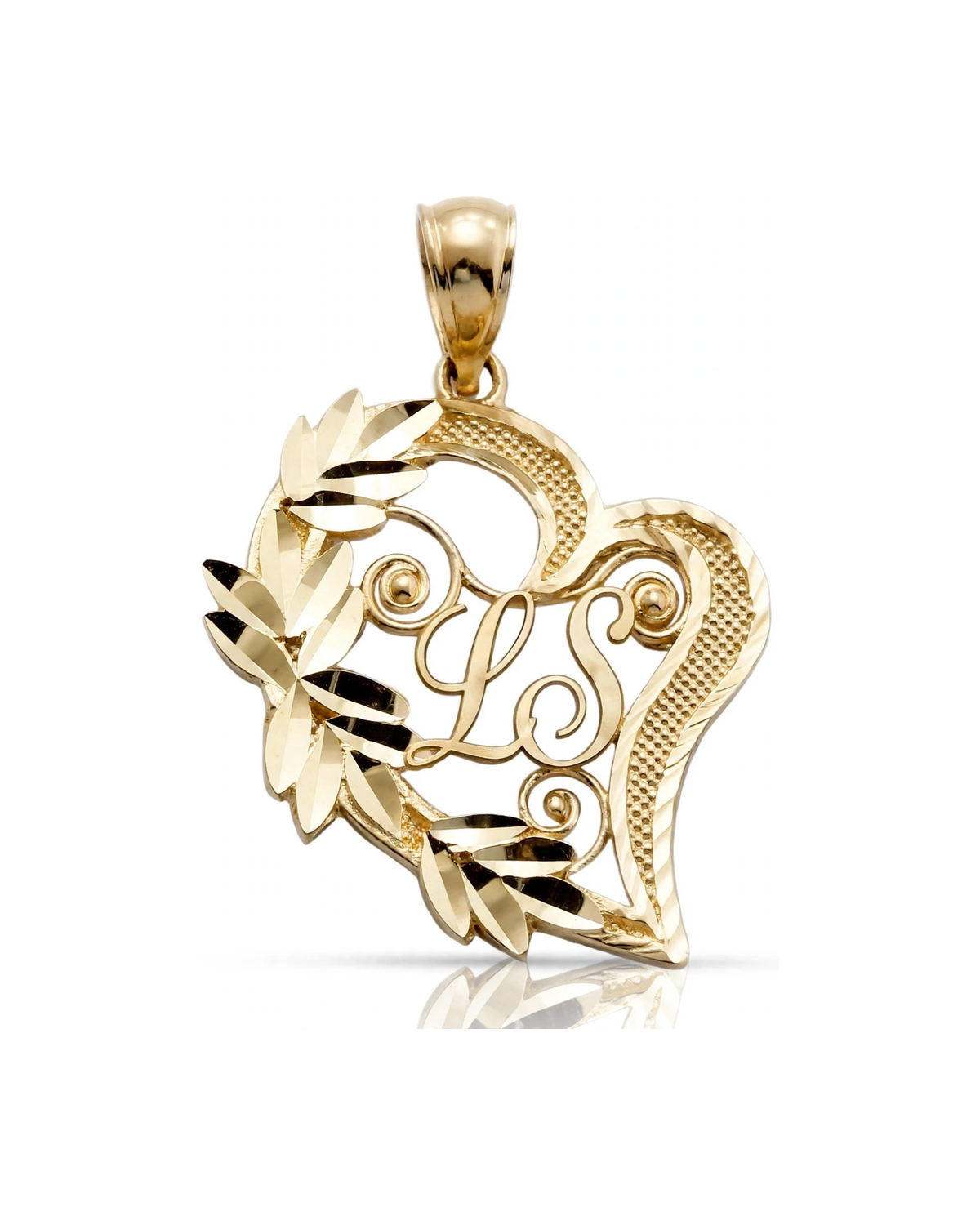 15 Pendant Heart Winged - 10K Yellow Gold