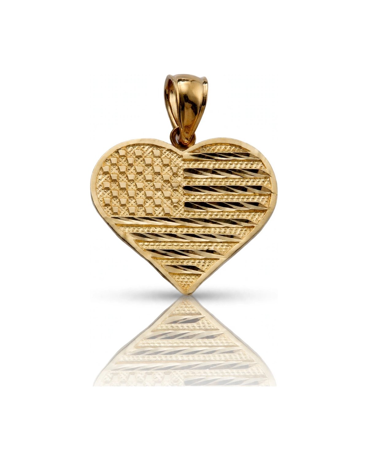 Heart Pendant with American Flag - 10K Yellow Gold