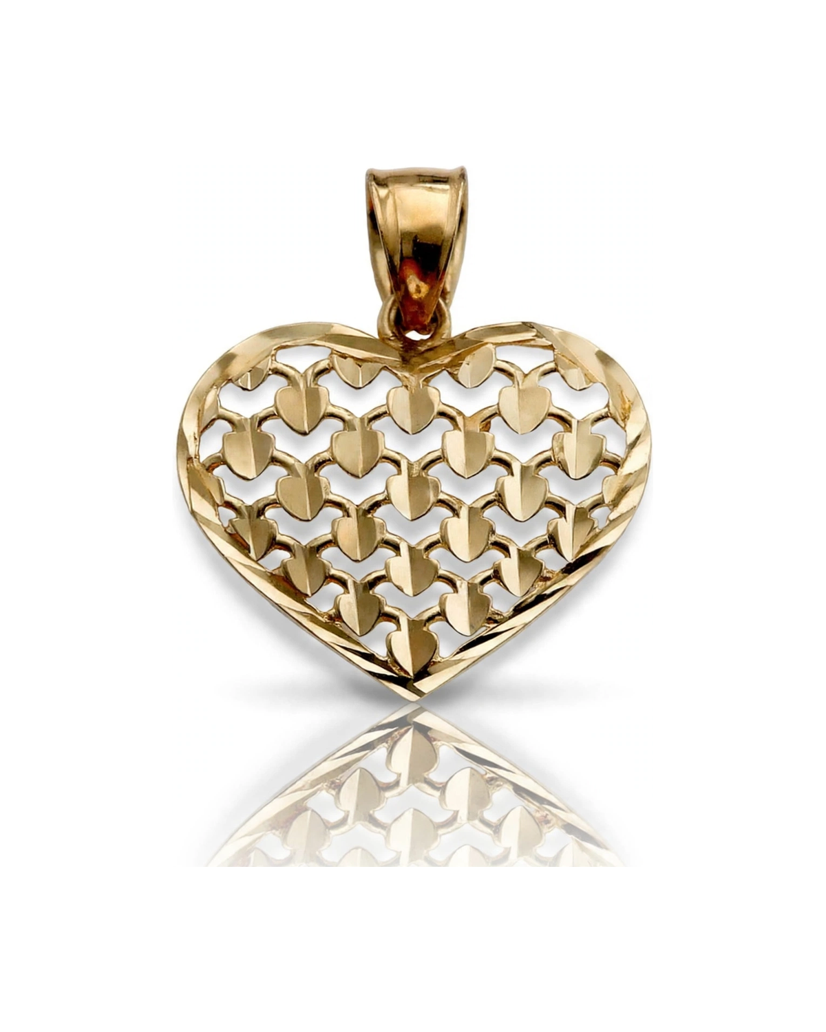Heart Pendant Lattice Openwork - 10K Yellow Gold