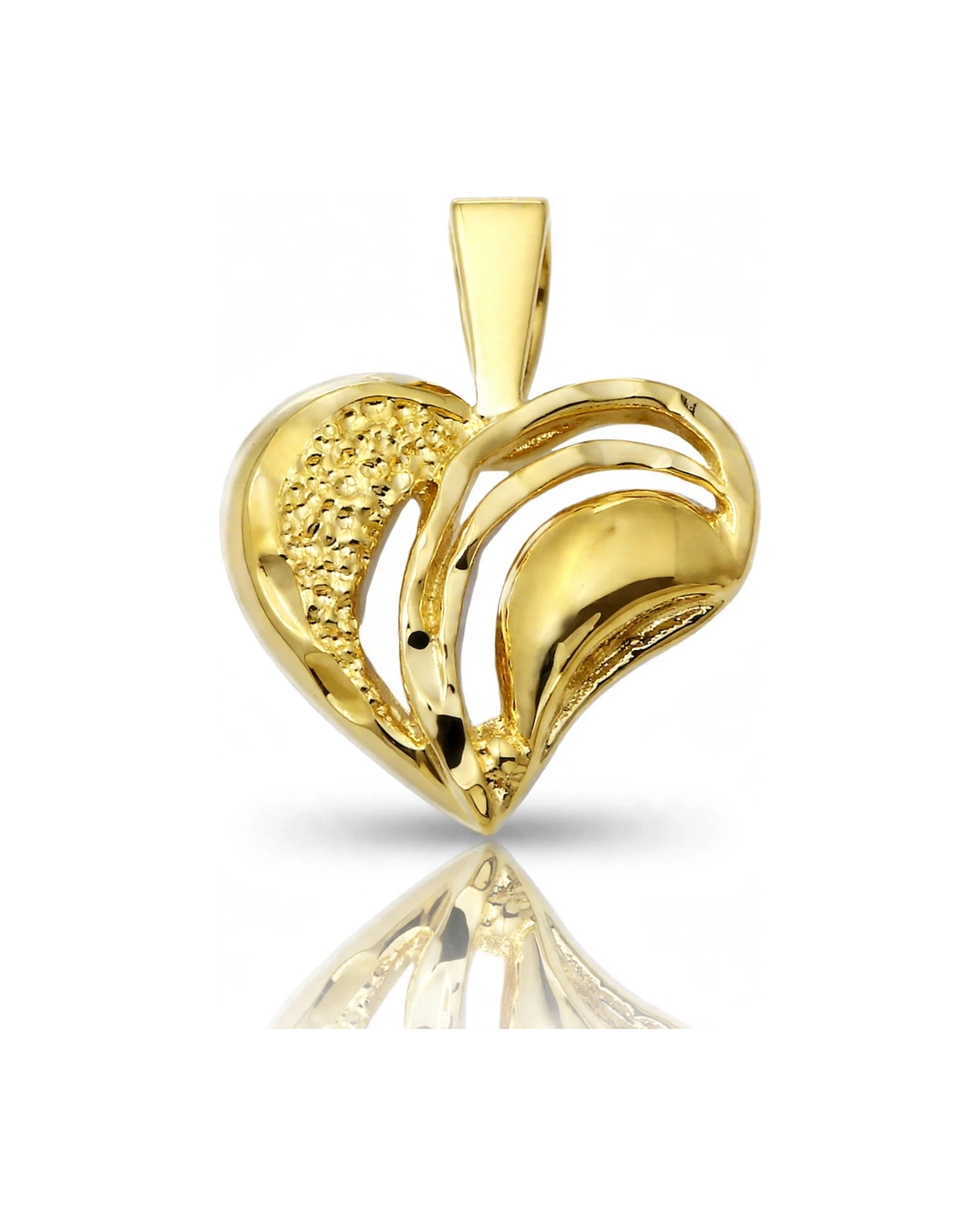 Heart Pendant Puffy with Swirl - 10K Yellow Gold
