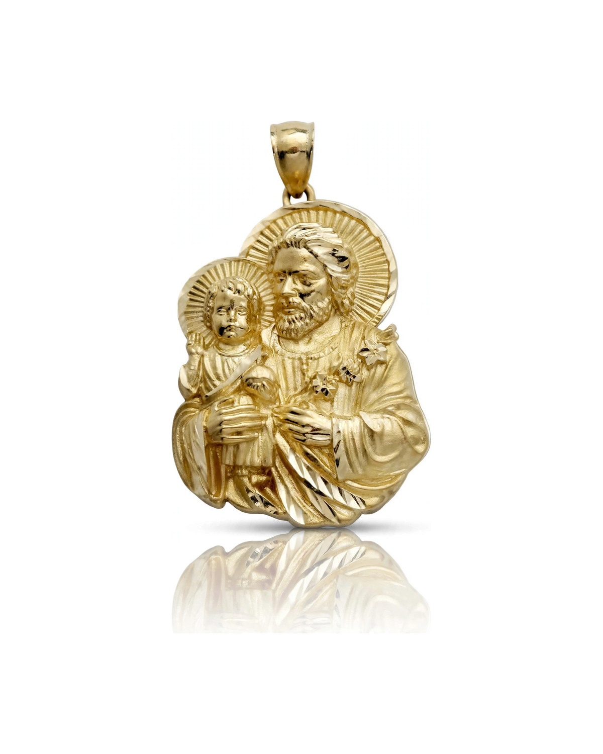 Holy Family Pendant with Saint Joseph - 10K Yellow Gold