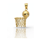 Basketball Hoop Pendant with Ball - 10K Yellow Gold
