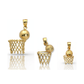 Basketball Hoop Pendant with Ball - 10K Yellow Gold
