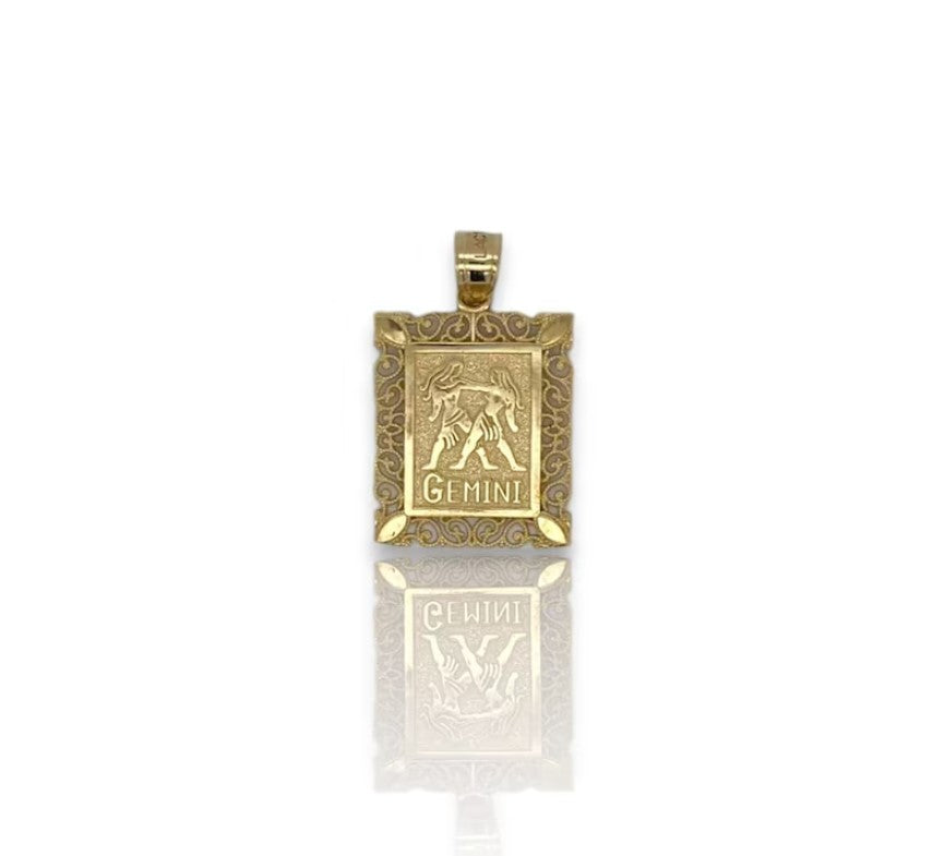 Zodiac Rectangle Pendant - 10K Yellow Gold