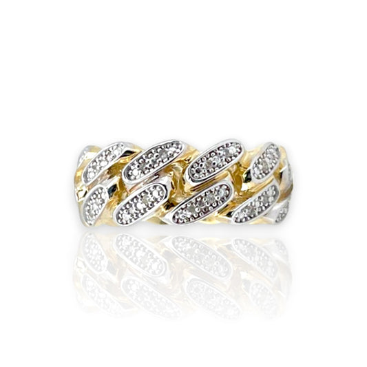 Miami Cuban Link Diamond Ring - 10k Yellow Gold
