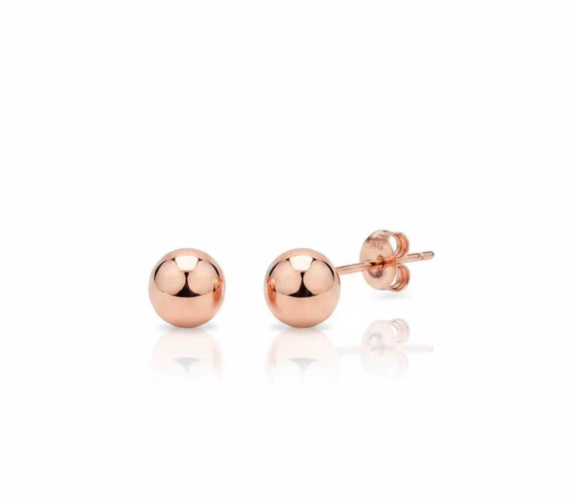 14k Yellow Gold Ball Stud ,White Gold ,Rose Gold Ball Stud Earrings, Minimalist Unisex Style