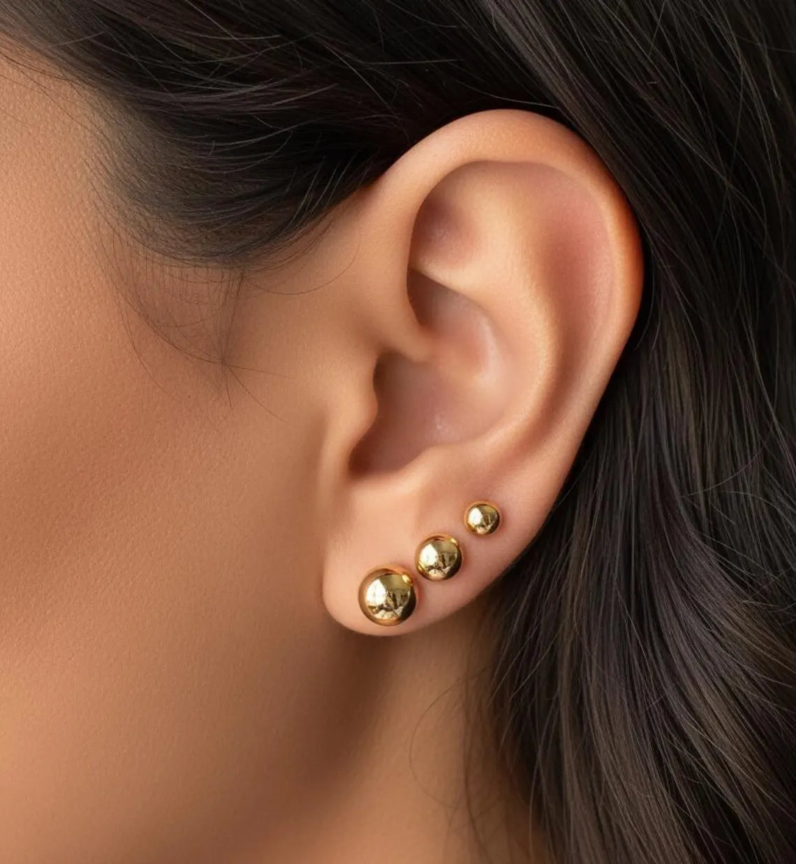 14k Yellow Gold Ball Stud Earrings with Screwbacks 3mm, 4mm, 5mm, 6mm, 7mm, 8mm, Sleeper earrings, Unisex gold earrings