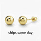 14k Yellow Gold Ball Stud Earrings with Screwbacks 3mm, 4mm, 5mm, 6mm, 7mm, 8mm, Sleeper earrings, Unisex gold earrings
